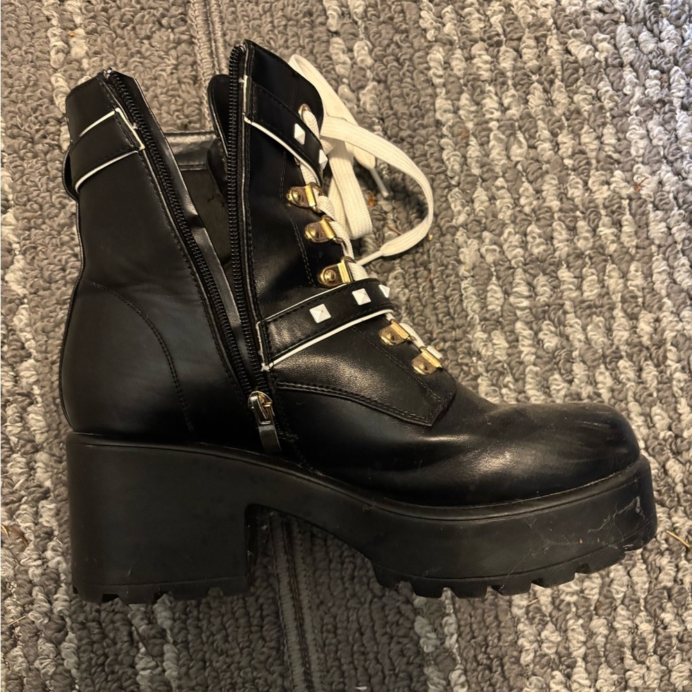 Women’s Black and White Chunky Boots